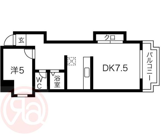 横井第6ビル(1DK/6階)の間取り写真