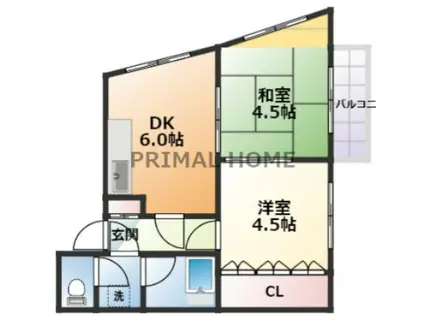 ハイツ西大口(2DK/3階)の間取り写真