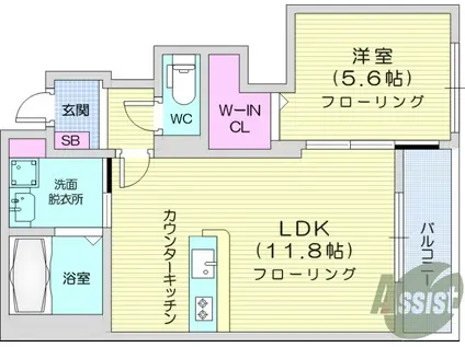 LONGRIVER四郎丸(1LDK/1階)の間取り写真