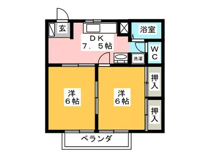 ニューシティ平賀 I(1LDK/2階)の間取り写真