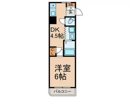 シャト-ル常盤台(1DK/4階)の間取り写真