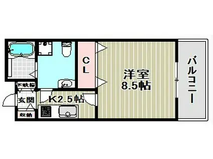 堺グリーンプラザ(1K/6階)の間取り写真