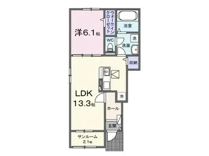 ヒカルサ関東町I・II(1LDK/1階)の間取り写真