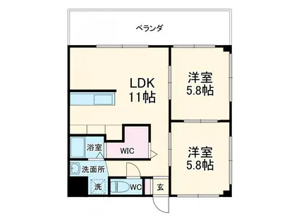 アビタシオン23(2LDK/2階)の間取り写真