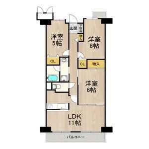 サワン東太田(3LDK/1階)の間取り写真