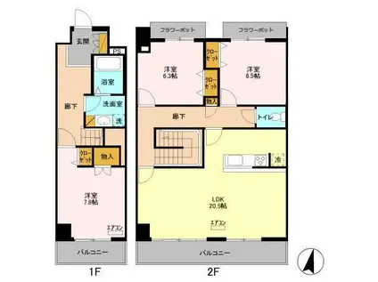 エキスポコンフォートII(3LDK/7階)の間取り写真