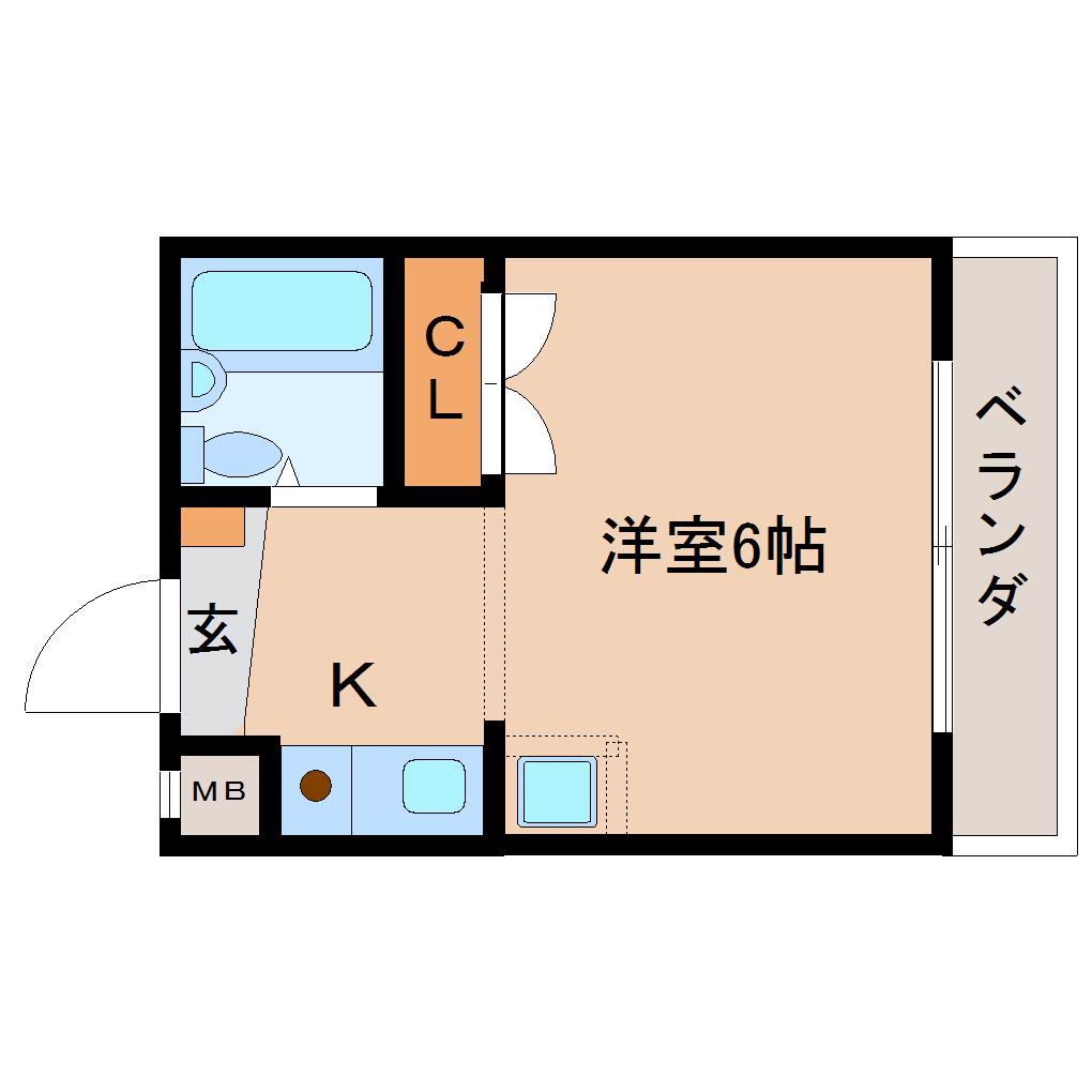 ジュネス神殿(1K/3階)の間取り写真