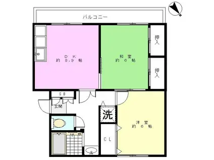 レスポアール大倉山(2DK/1階)の間取り写真