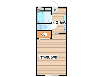 RISING SUN(1K/1階)の間取り写真