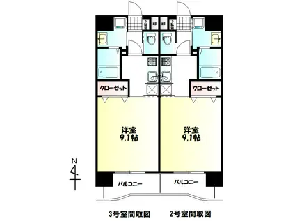 BLUE PINE愛子(1K/4階)の間取り写真