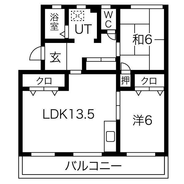 プリミエール林島(2LDK/4階)の間取り写真