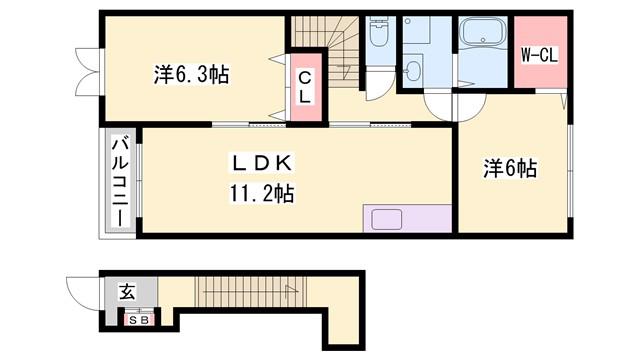 ラブリーコート(2LDK/2階)の間取り写真