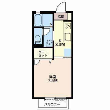 アバンサール・W(1K/2階)の間取り写真