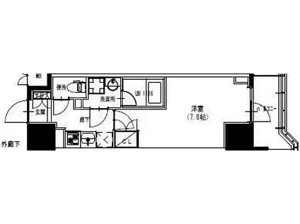 S-RESIDENCE曳舟(1K/5階)の間取り写真