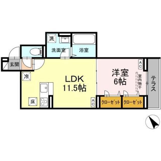 D-ROOM松木A(1LDK/1階)の間取り写真