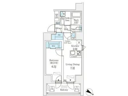フィシオ飯田橋(1LDK/3階)の間取り写真