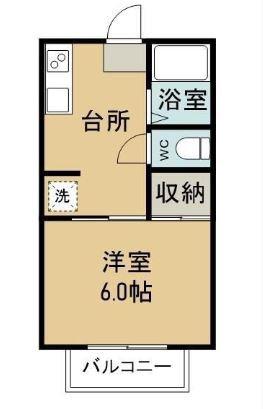 ベルコーポ(1K/2階)の間取り写真