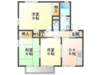 オレンジハウス南館(3DK/2階)の間取り写真