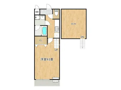 南海本線 忠岡駅 徒歩7分 2階建 築17年(1K/2階)の間取り写真