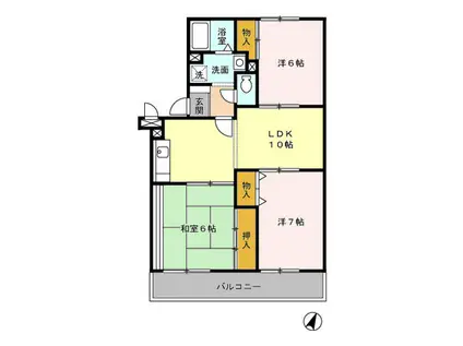 グランメール藤原(3LDK/2階)の間取り写真