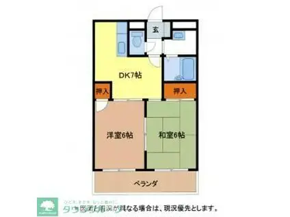 サンライズ久喜I(2DK/1階)の間取り写真