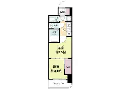 セレニテ難波グランデシュッド(1DK/15階)の間取り写真