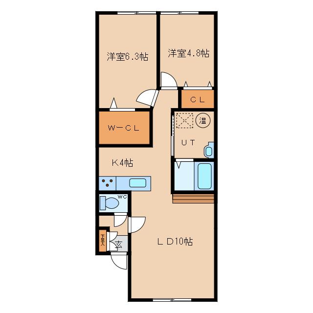 ATEENA永山(2LDK/2階)の間取り写真
