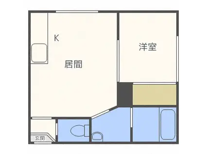 エルソル発寒(1DK/2階)の間取り写真