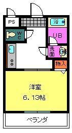 パインフィールド(1K/2階)の間取り写真