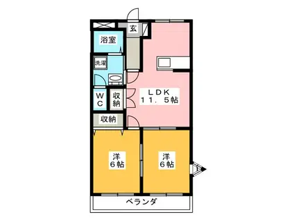 クレストールイン(2LDK/2階)の間取り写真