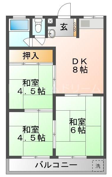 大日松原マンション(3DK/5階)の間取り写真