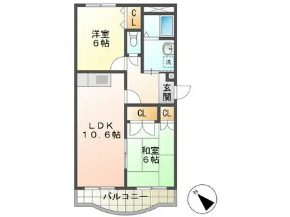 パレンティーア(2LDK/3階)の間取り写真