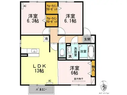 アルコ・イリス若宮(3LDK/2階)の間取り写真