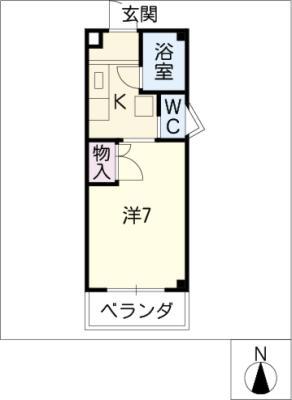 アイマンション(1K/4階)の間取り写真
