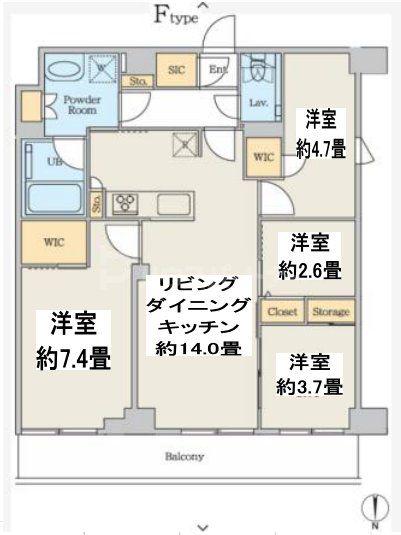 クレストコート本所吾妻橋ノース(4LDK/10階)の間取り写真