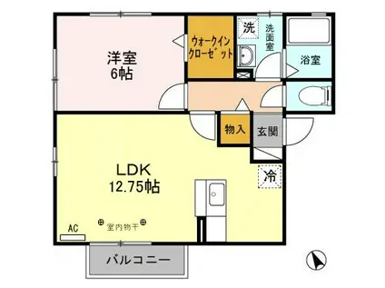 カーサ・ミリオーレ II(1LDK/2階)の間取り写真