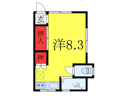 永石ハウス(ワンルーム/1階)の間取り写真