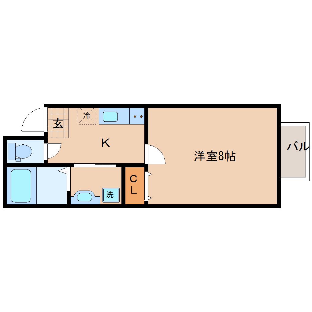 スカイハーツ新田(1K/3階)の間取り写真