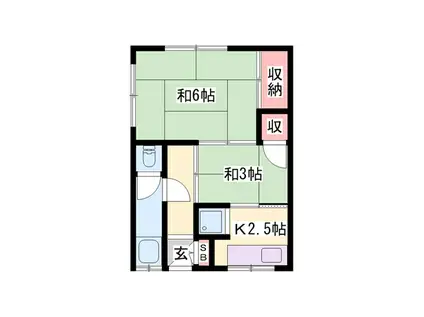 エクリート赤穂(2K/2階)の間取り写真