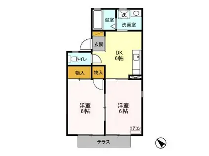 グローネ飯倉台G(2DK/1階)の間取り写真