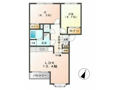 コージーハイム(2LDK/1階)の間取り写真