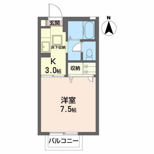 ディアス菜根II(1K/1階)の間取り写真
