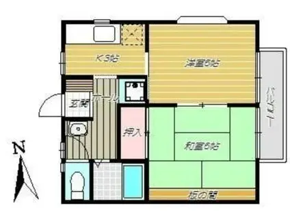 コーポ市速(2K/1階)の間取り写真