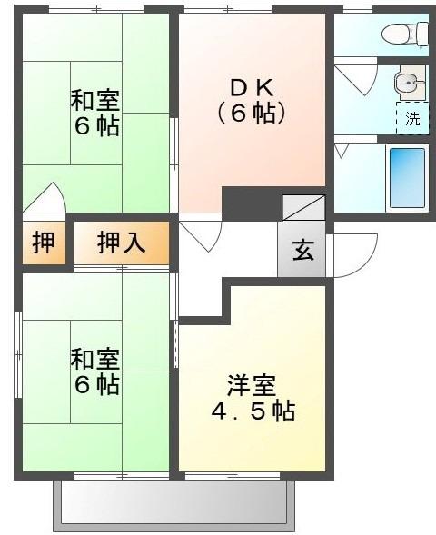 コーポ金光A棟(3DK/1階)の間取り写真