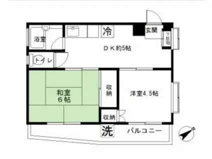 ハイツメルン(2DK/4階)の間取り写真