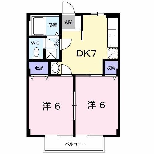 スカイハイツ菊陽(2DK/1階)の間取り写真
