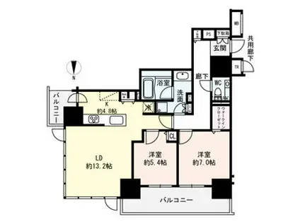 プレミストタワー新さっぽろ(2LDK/12階)の間取り写真