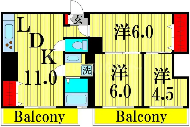 タウンハイツ亀有2号棟 6階階 間取り