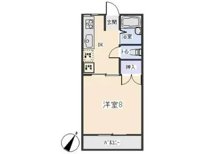 コラソン駅西(1DK/2階)の間取り写真