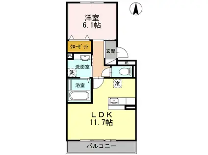マジェスティックアン2(1LDK/2階)の間取り写真